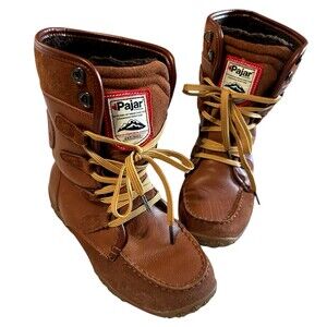 Pajar Gaetana Brown Leather Waterproof Moc Toe Boots Womens EU 37 US 6 - 6.5